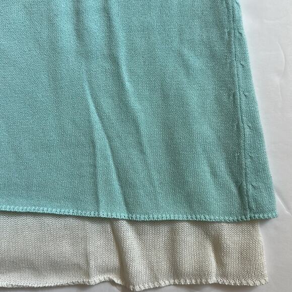 Sigrid Olsen Double Layered Sweater Cotton Rayon 3/4 Sleeve Light Blue M Petite - Picture 11 of 15